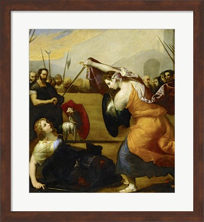Framed Duel of Isabella de Carazzi and Diambra de Pottinella Print