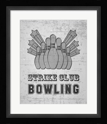 Framed Strike Club Bowling - Gray Print