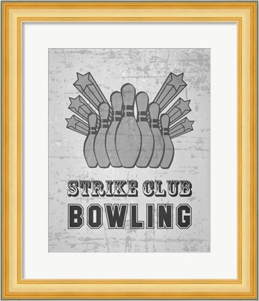 Framed Strike Club Bowling - Gray Print