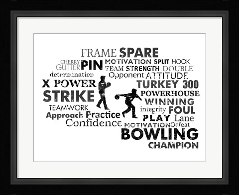 Framed Bowling Text Print