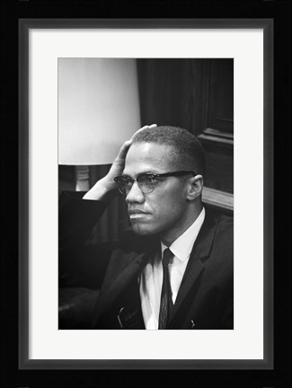 Framed Malcolm X Waits at Martin Luther King Press Conference Print