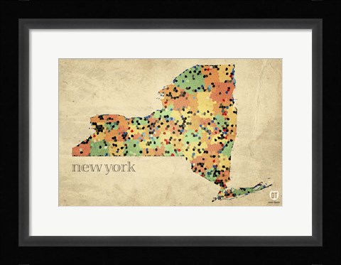 Framed New York County Map Print