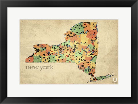 Framed New York County Map Print