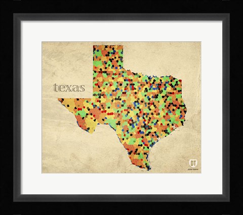 Framed Texas County Map Print