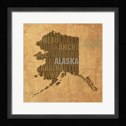 Framed Alaska State Words Print