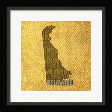 Framed Delaware State Words Print