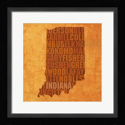 Framed Indiana State Words Print