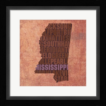 Framed Mississippi State Words Print