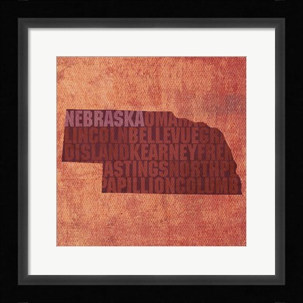 Framed Nebraska State Words Print