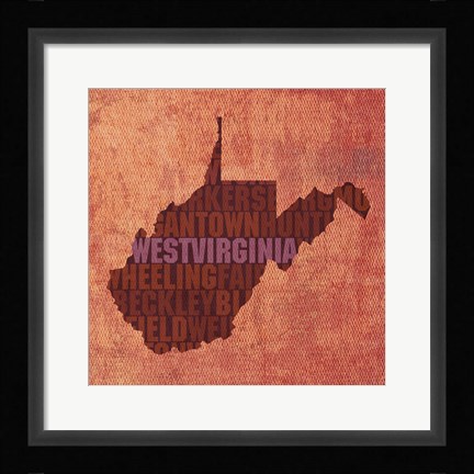 Framed West Virginia State Words Print