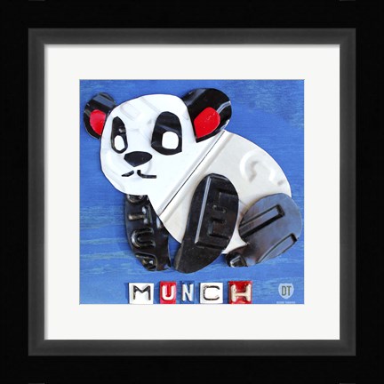Framed Munch The Panda License Plate Art Print