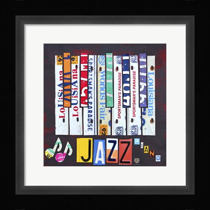 Framed License Plate Art Jazz Series Piano I Print