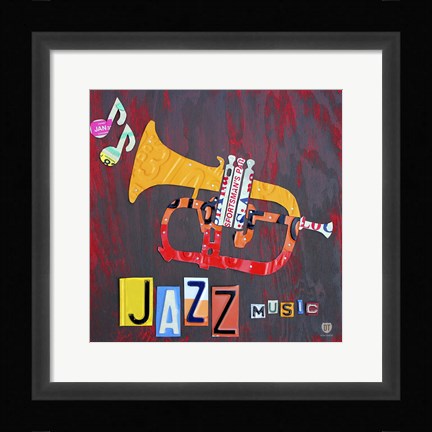 Framed License Plate Art Jazz Series Piano II Print