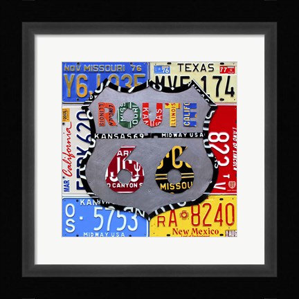 Framed Route 66 Road Sign Print