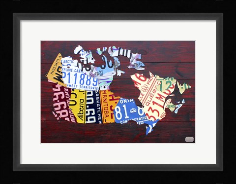 Framed Canada License Plate Map Print