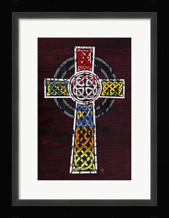 Framed License Plate Art Celtic Cross Print