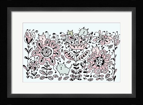 Framed Flower Cats Print