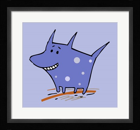 Framed Purple Polka Dot Dog Print