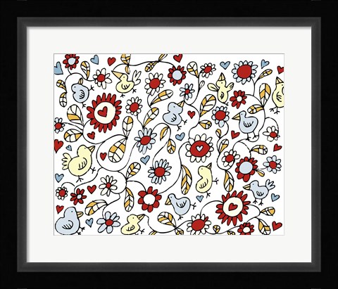 Framed Bird Flowers Print