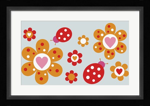 Framed Ladybird Flowers Print