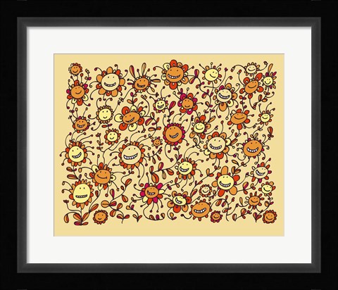 Framed Smiling Sunflowers Print