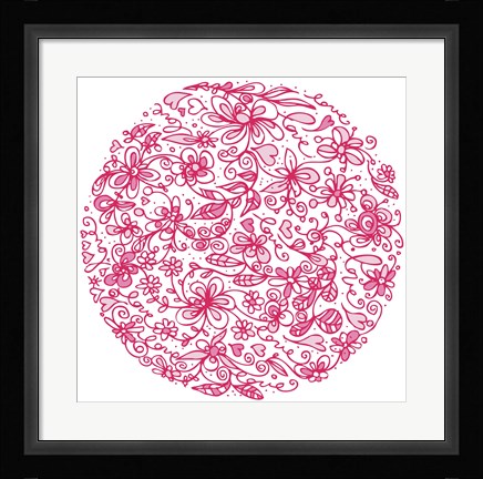 Framed Pink Flower Circle Print