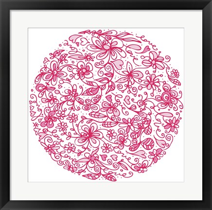 Framed Pink Flower Circle Print