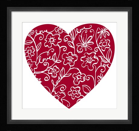 Framed Japanese Flower Heart Print