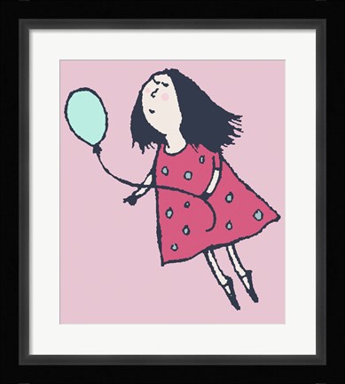 Framed Balloon Girl Pink Print