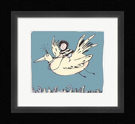 Framed Boy On Bird Print