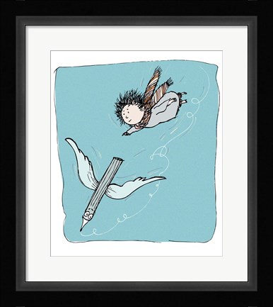 Framed Flying Pencil Print