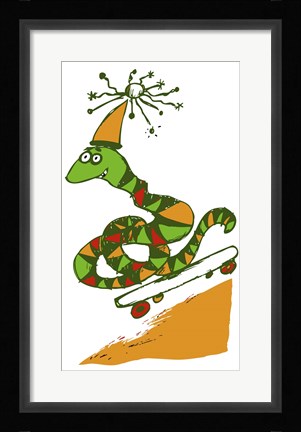 Framed Skateboard Snake Print