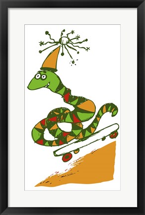 Framed Skateboard Snake Print