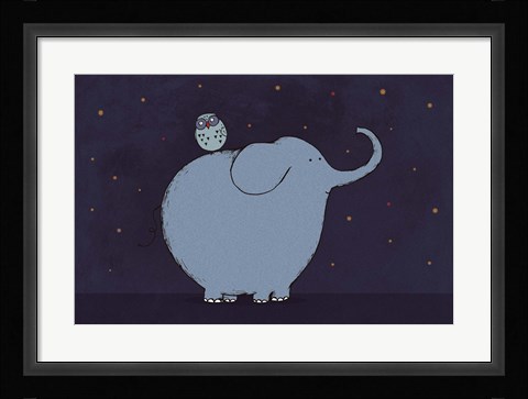 Framed Owl And Elephant Print