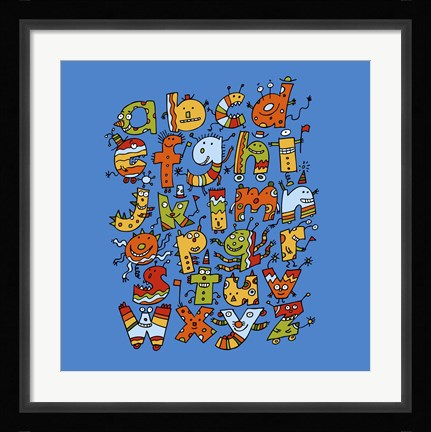 Framed Alphabet Monsters Print