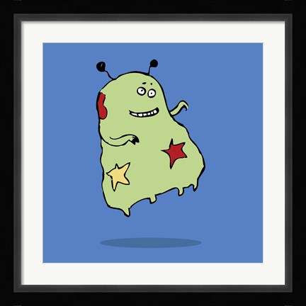 Framed Cute Green Alien Print