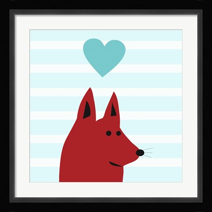 Framed Happy Red Dog Love Print
