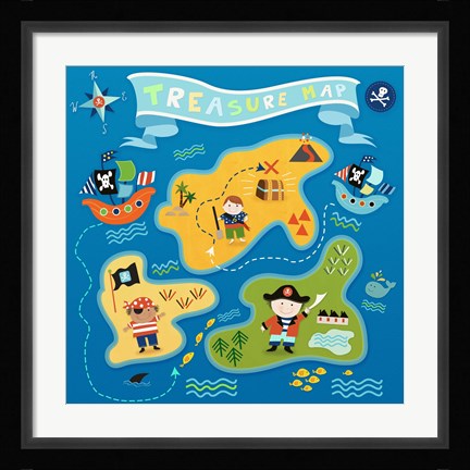 Framed Pirate Map Print