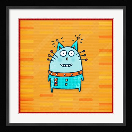 Framed Robot Cat Print