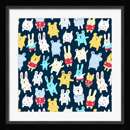 Framed Sleepy Time Toy Pattern 2 Print