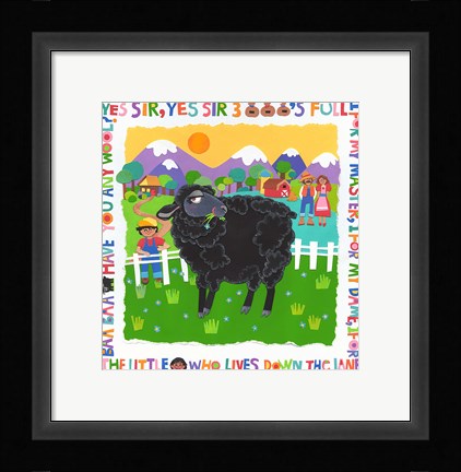 Framed Bah Bah Black Sheep Print