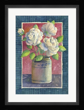 Framed White Roses Print