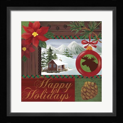 Framed Christmas Lodge I Print