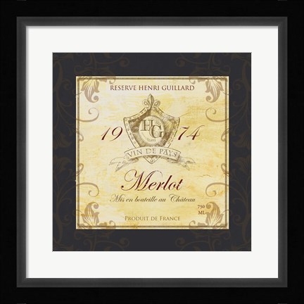 Framed Wine Label VI Print