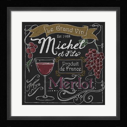 Framed Wine Chalkboard I Print