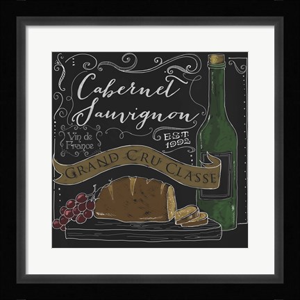 Framed Wine Chalkboard II Print