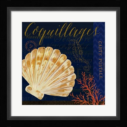 Framed Coastal Blue V Print