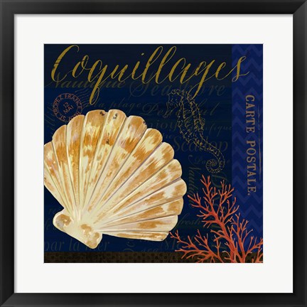 Framed Coastal Blue V Print