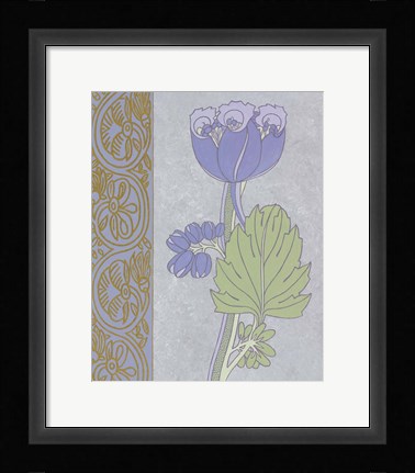 Framed Blue Tulip With Left Border Print