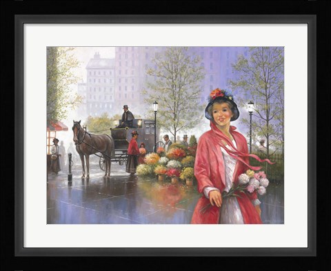 Framed Central Park Flower Market Print